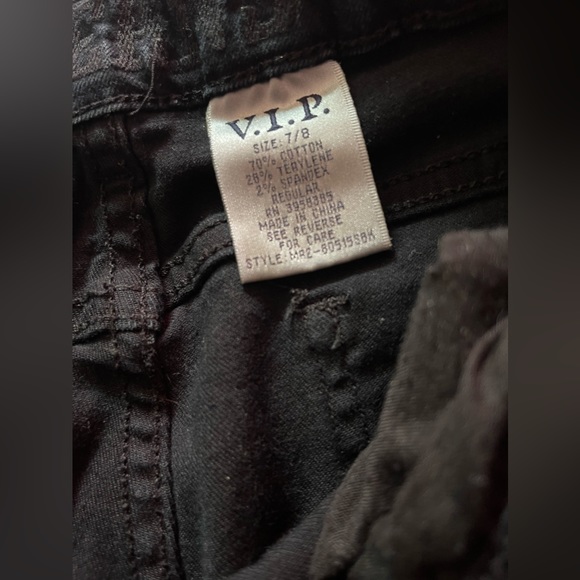 Size 7-8 black, ripped, ankle cropped VIP jeans - Picture 2 of 3